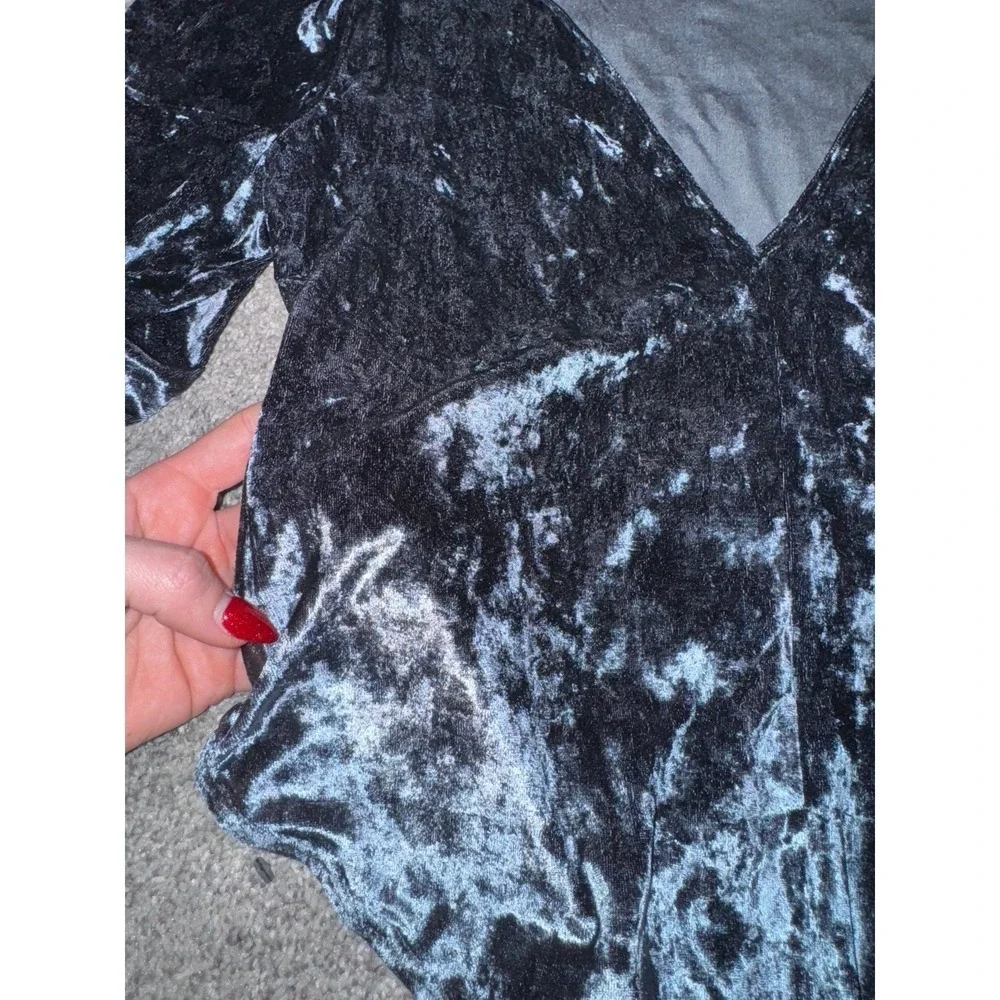Free People Intimately Velvet Bodysuit Blue Gray Size Small‎ NWT